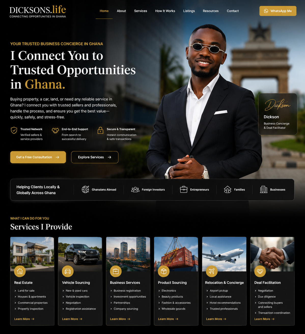 Dicksons.life — Homepage Mockup